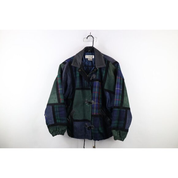 Vintage 90s Streetwear Mens Medium Patchwork Suede Leather Toggle Button Jacket